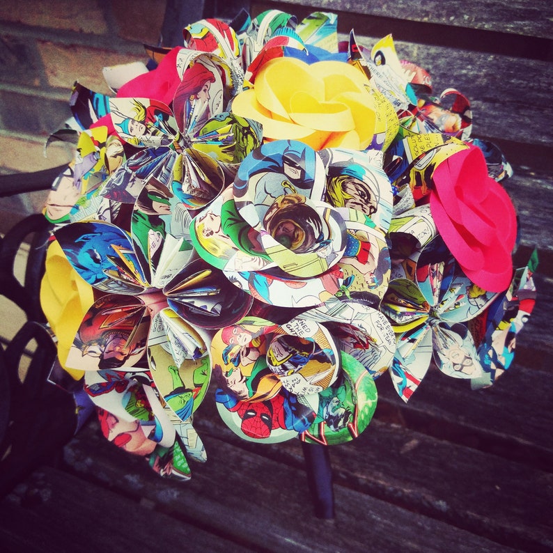 Custom COMIC BOOK Paper Flower Wedding Bouquets. Bride Etsy