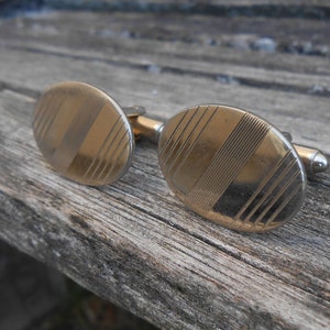 Vintage Gold Cufflinks. Gift For Groom, Groomsmen, Dad, Wedding, Birthday, Anniversary, Christmas.