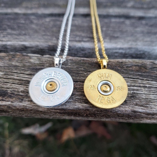 12g Shotgun Shell Necklace. CHOOSE YOUR COLOR. Gift For Dad, Anniversary, Mom, Birthday. Bullet Necklace