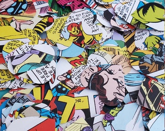 1000 Comic Book Confetti Hearts, 1 inch. Wedding Decor, Table Confetti, Paper Hearts