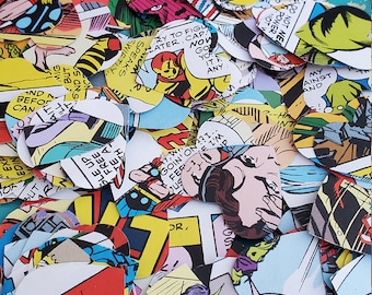 1500 Comic Book Confetti Hearts, 1 inch. Wedding Decor, Table Confetti, Paper Hearts