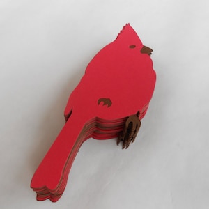 50 cardenales de papel de 4 pulgadas. Etiquetas troqueladas para bodas, árboles de los deseos, tarjetas, etc. Formas de pájaros