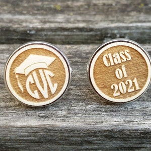 Gemelos de graduación PERSONALIZADOS. Regalo de graduación, monograma, personalizado. Clase de 2018. Regalo único, hijo, hermano, papá. Universidad, escuela secundaria