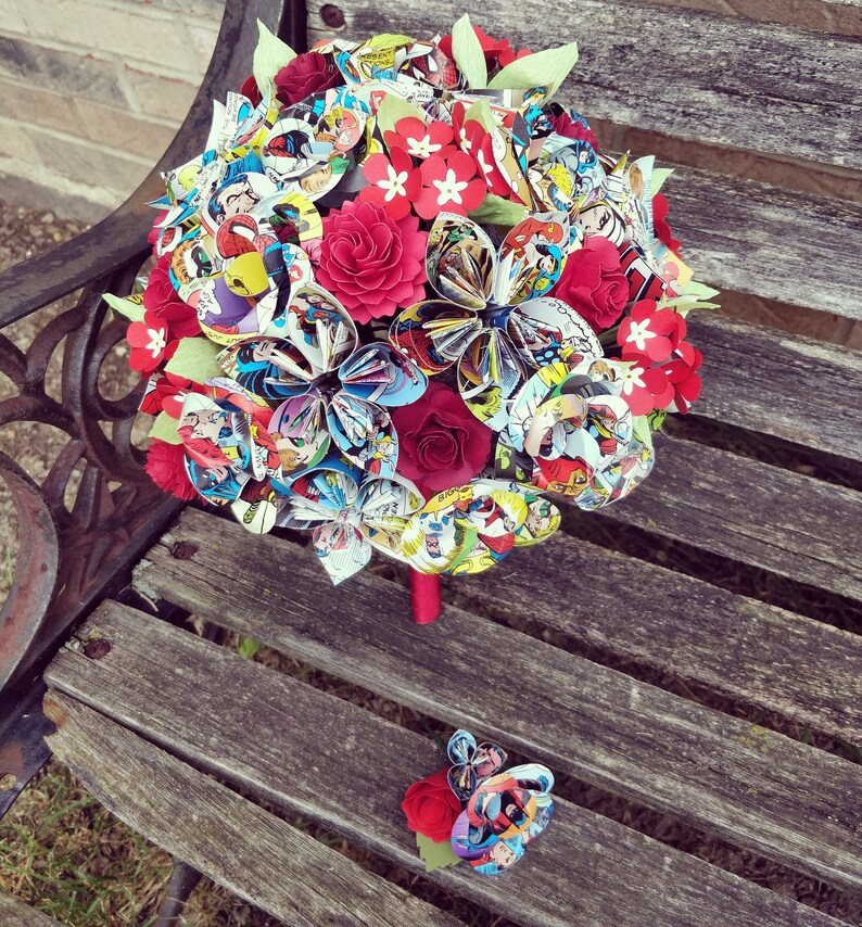 Custom COMIC BOOK Paper Flower Wedding Bouquets. Bride Etsy