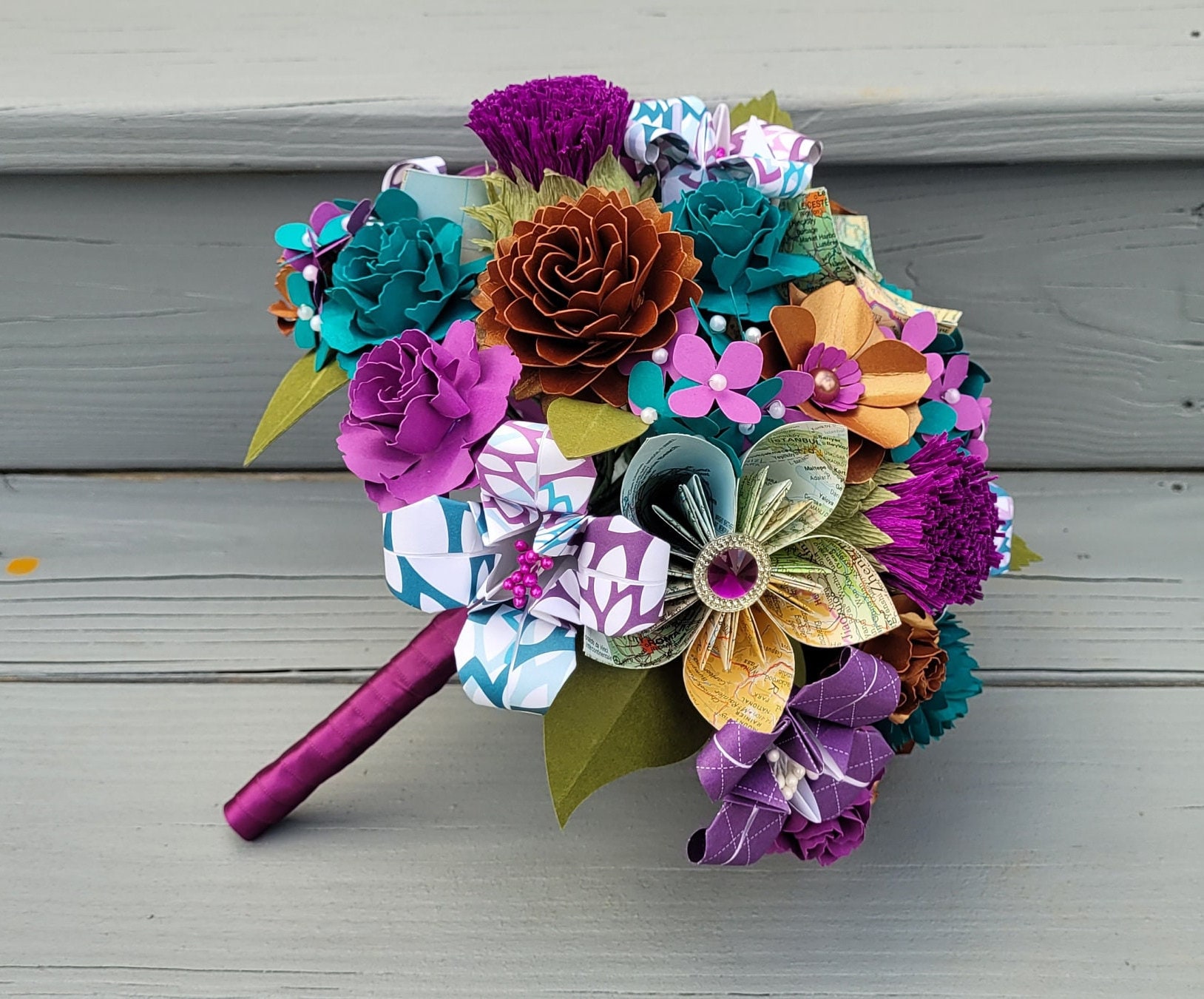 Custom Paper Bridal Bouquet. Choose Your Design. Bridesmaid Bouquets, Flower Girl, Personalized Wedding Flowers