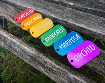 Custom Dog Tags. CHOOSE YOUR DESIGN & Color. Laser Engraved. Wedding. Favor. Gift.  Military. Business Logo. School. Custom Orders Welcome.