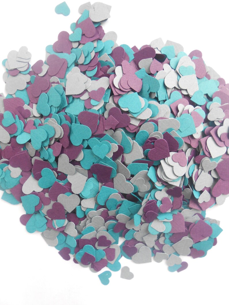 Over 2000 Mini Confetti Hearts. Dark Teal Plum Purple Grey Etsy