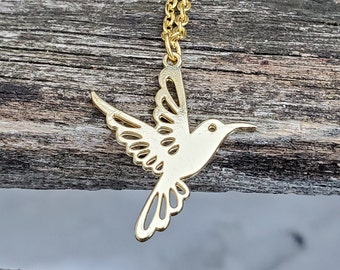 Kolibri Halskette. Gold-Kolibri.  Geschenk für, Jahrestag, Geburtstag, Weihnachten, Geschenke für sie.