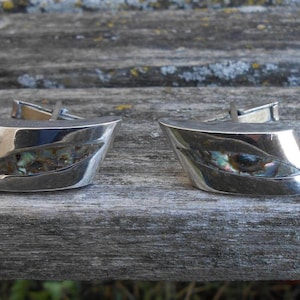 Vintage Sterling Abalone Cufflinks. Silver. Groom, Wedding, Men&#39;s, Groomsmen Gift, Anniversary, Birthday, Father&#39;s Day. Unique. Abstract