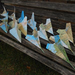 FLYING Map Paper Airplanes. Wedding Decoration, Party, Birthday, Travel Wedding, Escort Card, Kids, Children, Fun Favor, Unique Game image 3