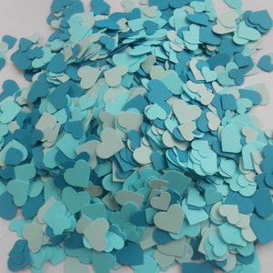 Plus de 2000 mini-cœurs confettis. Mélange TURQUOISE OMBRÉ. Décorations de mariage, de fête. Choisissez vos couleurs.