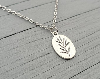 Zilveren rozemarijn ketting. Cadeau voor bruiloft, bruidsmeisjes, jubileum, verjaardag, Kerstmis. Rozemarijn takje