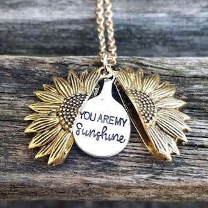 Sunflower Necklace. Sunflower Locket. Gift For Wedding, Bridesmaids, Kids, Anniversary, Birthday, Christmas.