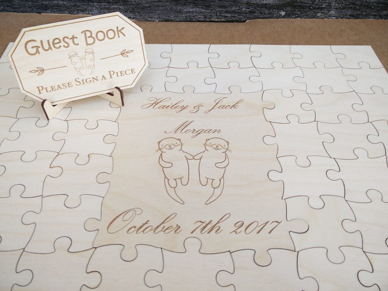 Wood Guest Book Puzzle. Personalized Guest Book Alternative. Etsy