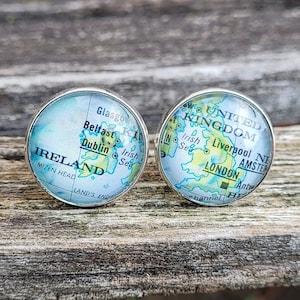 Vintage Landkarte England Manschettenknöpfe. Irland, Schottland, England, Wales. Einzigartiges Geschenk, Hochzeit, Bräutigam, Geburtstag, Reise Hochzeit, Jahrestag