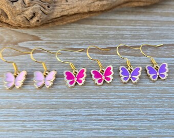 Boucles D'oreilles Papillons Zircons - Rose Clair Plaqué Or - Neuves Avec étiquettes