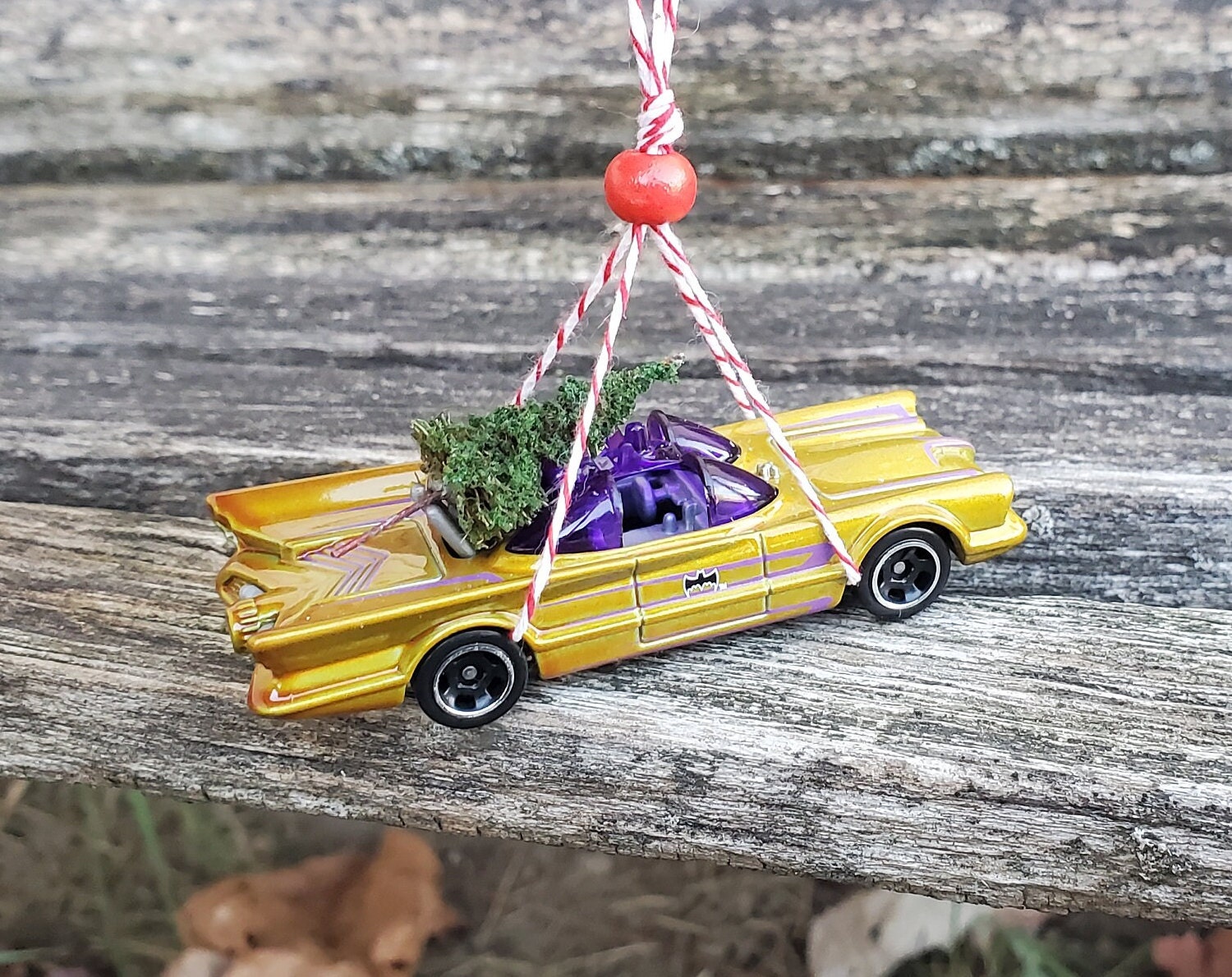 Car & Tree Ornament. Upcycled Ornament. Perfect Gift. Unique, Christmas, Holiday, Anniversary. Kids. Model, Miniature