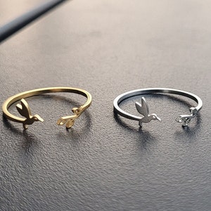Hummingbird Ring. Adjustable. Silver OR Gold. Gift For Birthday, Christmas, Gifts For Her, Gift For Mom. Hummingbird Jewelry.