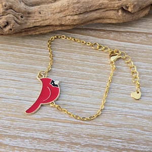 Red Cardinal Bracelet. Bird Bracelet. Memorial Gift. Anniversary, Christmas Gift, Gifts For Her, Gift For Mom, Enamel Bracelet