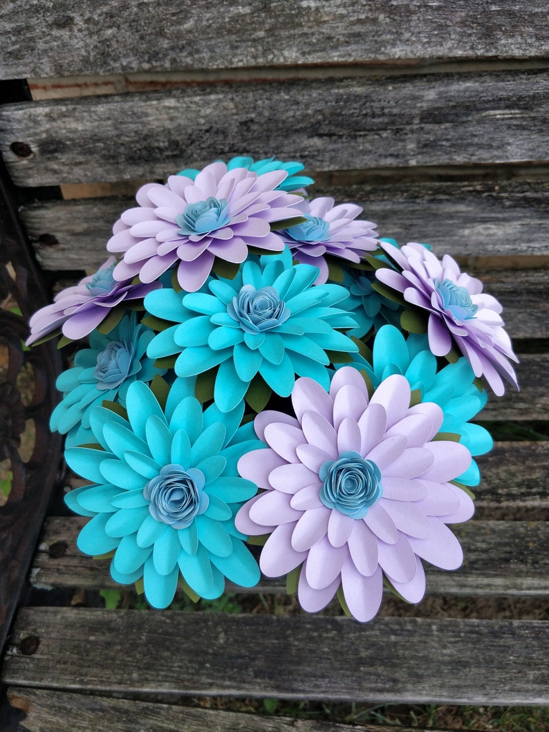 Gerber Daisy Paper Flower Bouquet. Ivory Red. Or CHOOSE