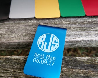 Clip para billetes personalizado. Grabado con láser. Regalo para bodas, padrinos de boda, papá, aniversario, novio, cumpleaños, Navidad. Aluminio anodizado