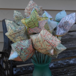 Ramo de estrellas con forma de mapa. Estrellas de origami. Regalos para aniversario, cumpleaños, San Valentín, bodas. Regalos para ella y para él.