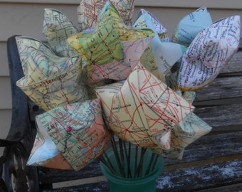Ramo de estrellas con forma de mapa. Estrellas de origami. Regalos para aniversario, cumpleaños, San Valentín, bodas. Regalos para ella y para él.