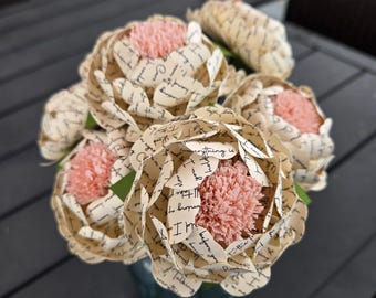 Custom Song Lyric Peonies. CHOOSE YOUR SONG Or Vows. Choose Colors. First Anniversary, Gift For Mom, Birthday, Mother's Day. Gift For Her