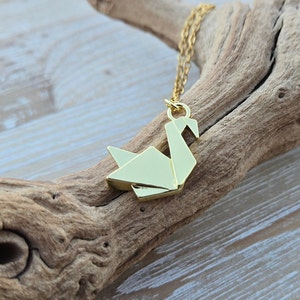 Origami Crane Necklace. Gift For Mom, Gifts For Her, Kids, Anniversary, Birthday, Christmas. Gold Bird Necklace