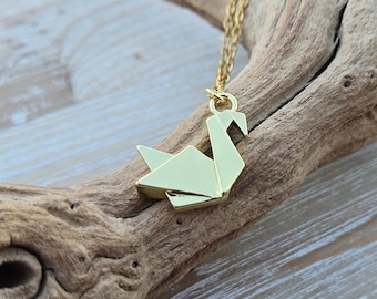 Origami Crane Necklace. Gift For Mom, Gifts For Her, Kids, Anniversary, Birthday, Christmas. Gold Bird Necklace