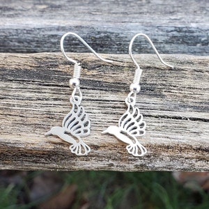 Hummingbird Earrings. Silver. Gift For Mom, Gift For Women, Anniversary Gift. Dangling