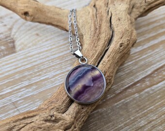 Fluorite Stone Necklace. Gift For Her, Gift For Mom, Anniversary Gift, Birthday, Christmas, Mother's Day. Purple & Green