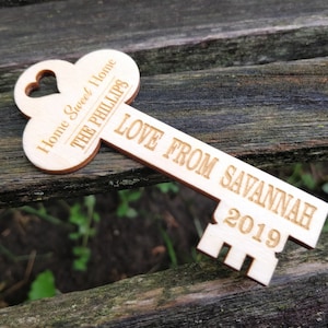 Custom Key Ornament. Christmas Gift, Holiday Gift. Laser Engraved. Housewarming Gift, Baby&#39;s First Christmas, Anniversary