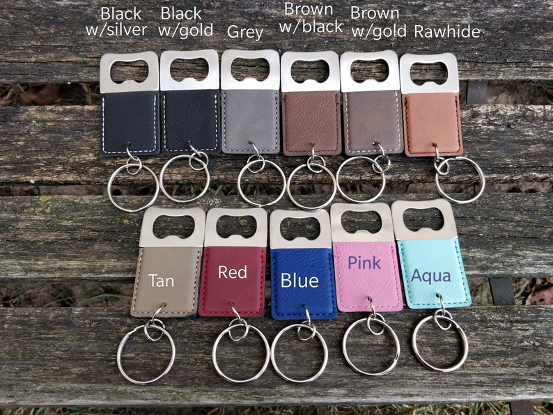 Customized Bottle Opener Leather Keychain. Laser Engraved. Etsy