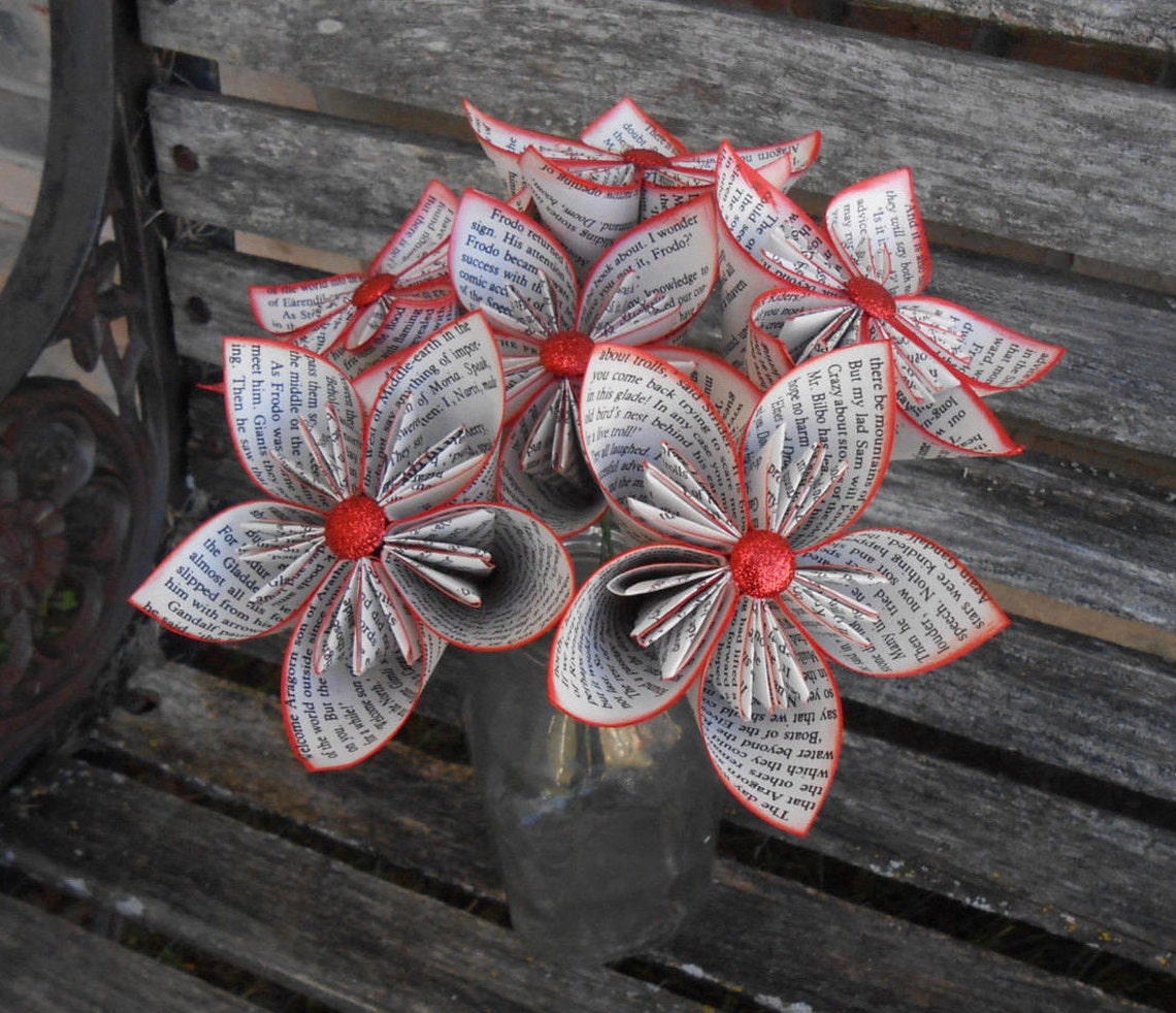 Book Paper Flower Bouquet. CHOOSE Your BOOK & COLORS. First Etsy