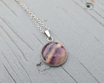 Fluorite Stone Necklace. Gift For Her, Gift For Mom, Anniversary Gift, Birthday, Christmas, Mother's Day. Purple & Green