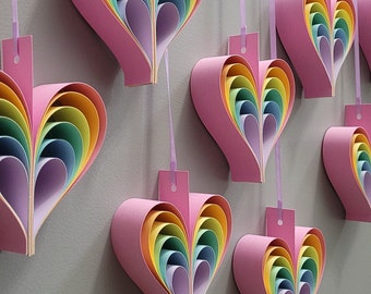 10 pastell REGENBOGEN HERZEN. Hochzeit, Duschdekoration, Wohnkultur. Regenbogen-Girlande. Baby Party, Pride Feier