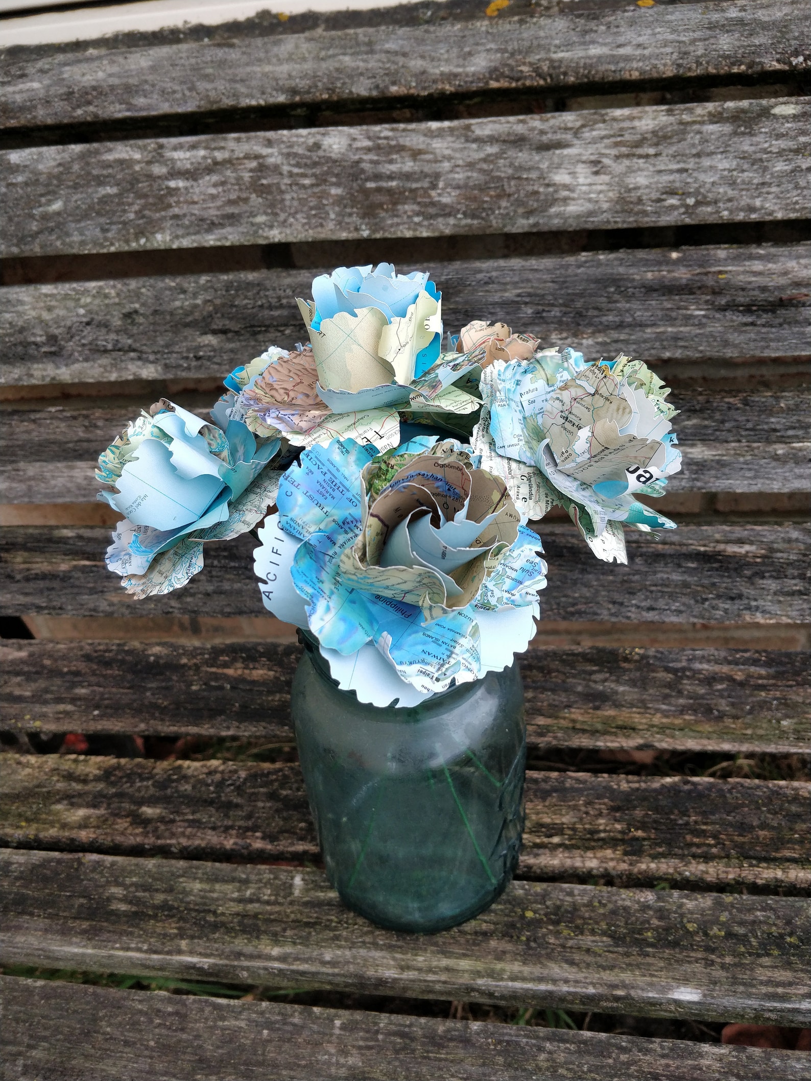 Map Flowers, Half Dozen Wild Roses. Centerpiece, Wedding, Paper Flower ...