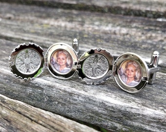 Locket Cufflinks. Groom, Anniversary, Wedding, Christmas Gift, Dad, Birthday, Father's Day. Photo Cufflinks