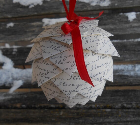 Je Taime Ornement Boule De Papier Décoration Noël Cadeau Anniversaire Anniversaire Mariage Cadeau Unique Maman Papa Femme