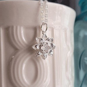Lotus Necklace. Silver. Anniversary Gift, Birthday Gift, Bridesmaid Gift, Gift For Mom