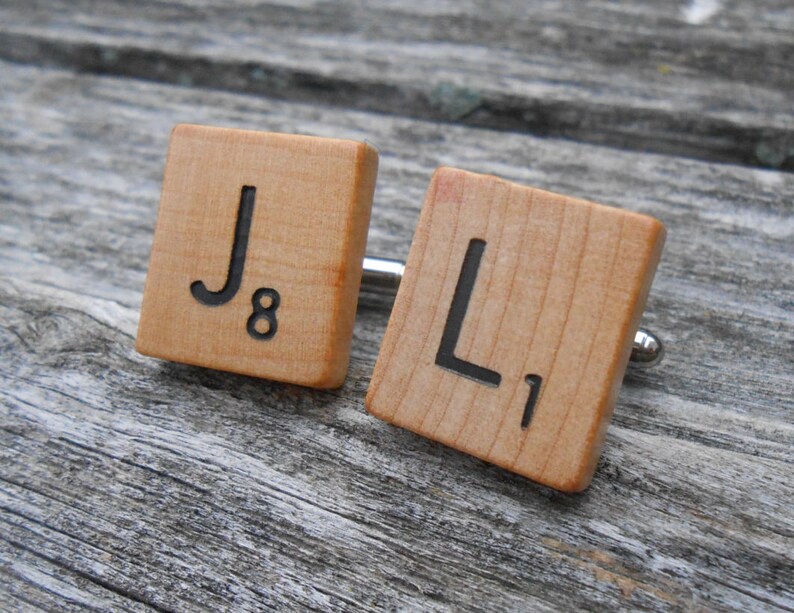 CHOOSE YOUR LETTERS Christmas. Birthday Game Tile Cufflinks Anniversary Wedding Groom Groomsmen Gift Dad
