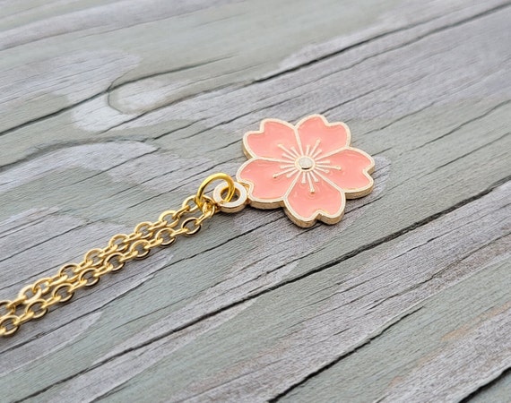 Sakura Necklace. Cherry Blossom Necklace. Choose Your Color. Gift for Wedding, Bridesmaids, Anniversary, Birthday, Christmas. Japanese
