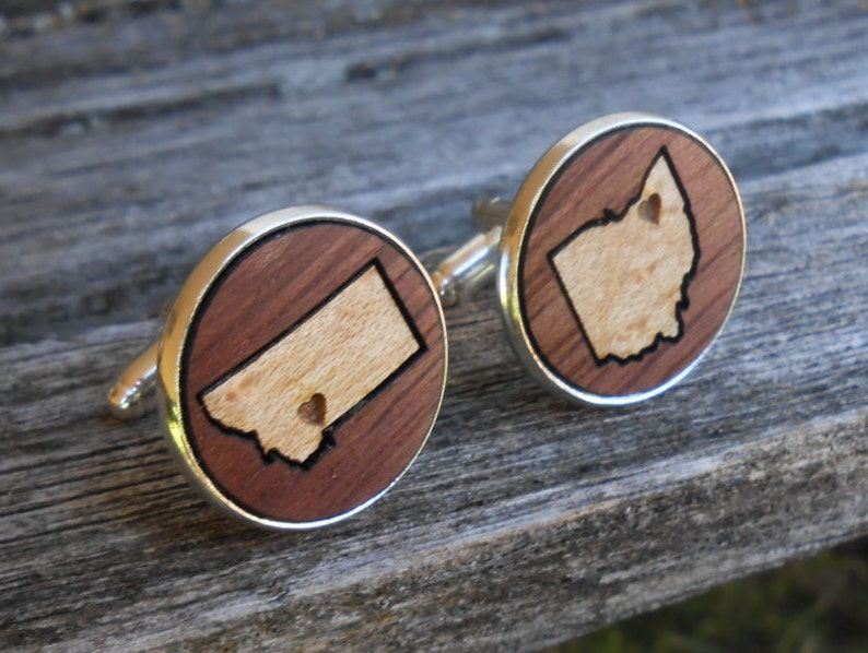HIS & HERS State Cufflinks. Wood Inlay. Wedding Men's Etsy