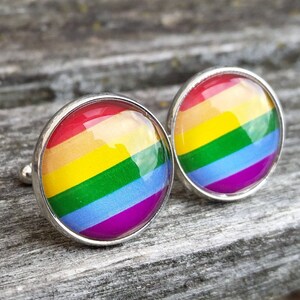 Gay Pride Cufflinks. Anniversary, Wedding, Groomsmen Gift, Groom, Valentine&#39;s Day