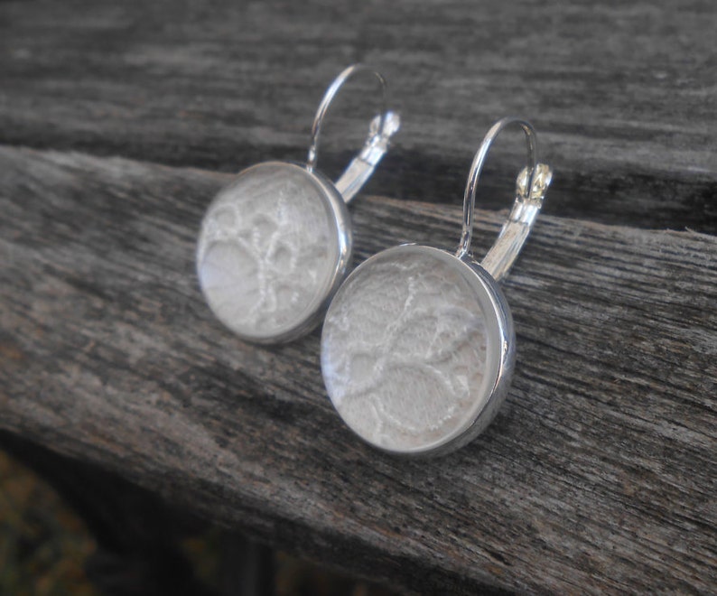 Wedding Dress Lace Earrings. CHOOSE Your COLOR & AMOUNT. Custom Earring/ Bridesmaid, Gift For Mom, Bridal Jewelry. Memory Locket, Dangling image 3