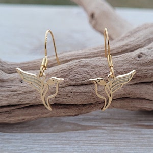 Hummingbird Earrings. Gold Or Silver. Gift For Mom, Gift For Women, Anniversary Gift. Dangling