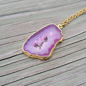 Purple Geode Necklace. Anniversary Gift, Birthday Gift, Gift For Mom, Christmas Gift
