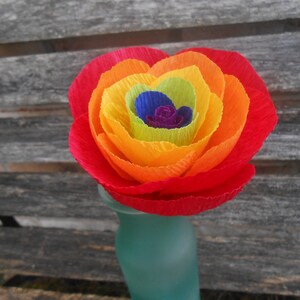 Rainbow Paper Rose. Red, Orange, Yellow, Green, Blue, Purple.  Anniversary Gift, Wedding Favor, Birthday Gift. Pride Gift