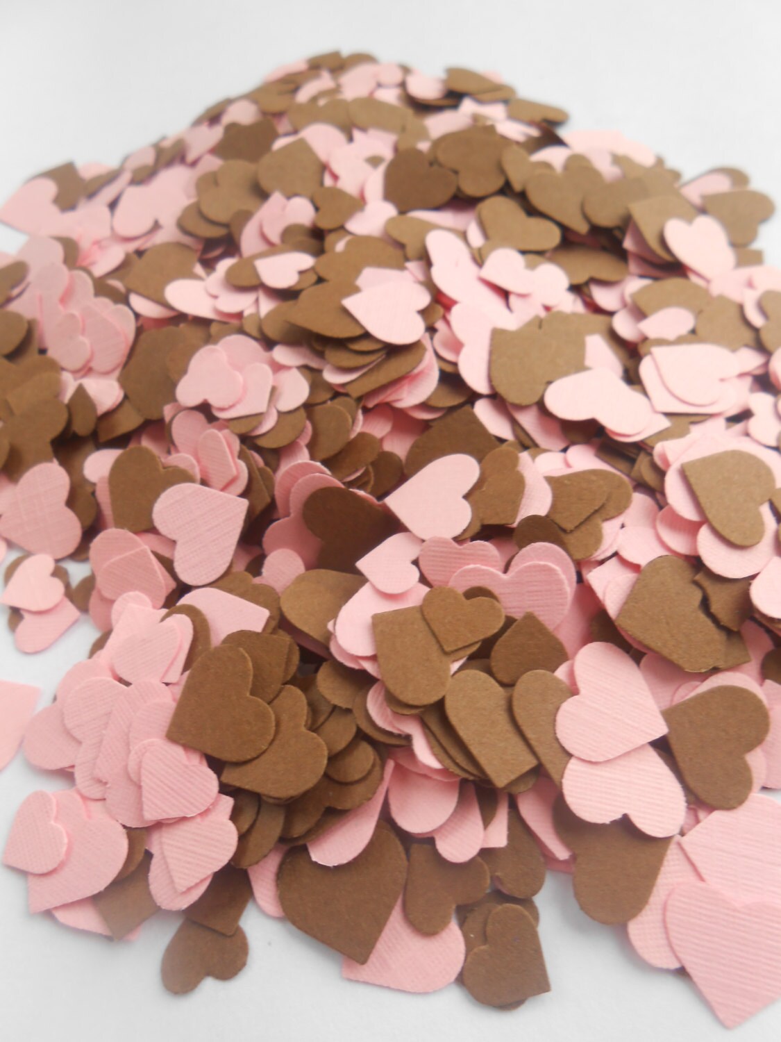 Over 2000 Mini Confetti Hearts Pink Brown Mix Weddings Baby